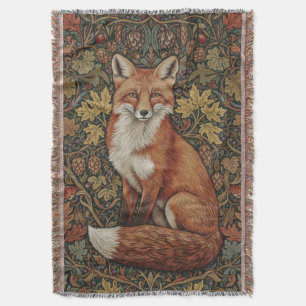 Vintage William Morris Cottage Fox Fall Throw Blanket