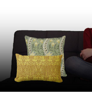 Vintage William Morris Daffodil Flowers Yellow    Cushion