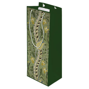 Vintage William Morris Daffodil Flowers Yellow Wine Gift Bag