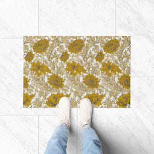 Vintage William Morris Earth Tone Floral Pattern Doormat