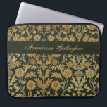 Vintage William Morris Gold Floral Laptop Sleeve<br><div class="desc">This simple yet elegant design features a William Morris inspired tan,  gold and black floral pattern. Protect your laptop or tablet in style! Add a name to personalise it. Makes a great Christmas or Mother's Day gift. Created by Simply Farmhouse Press.</div>
