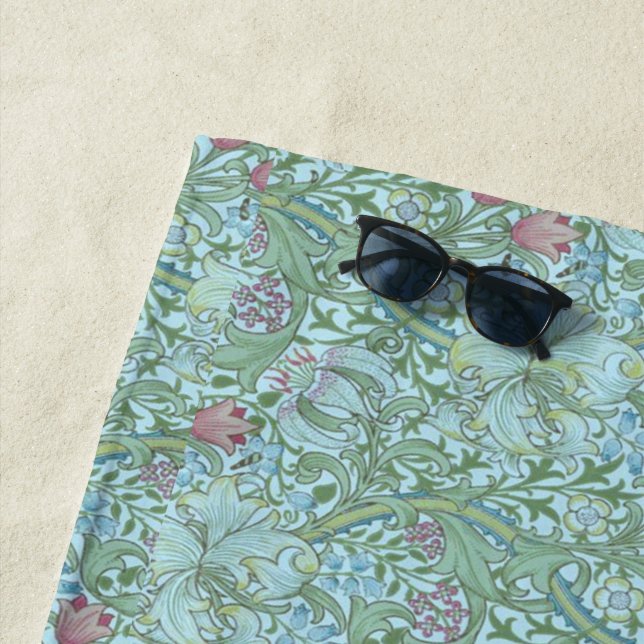 Vintage William Morris Golden Lily    Beach Towel (In Situ)