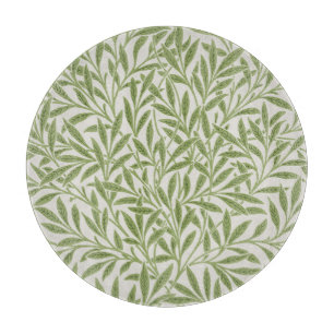 Vintage William Morris Green Willow Leaves Pattern Cutting Board