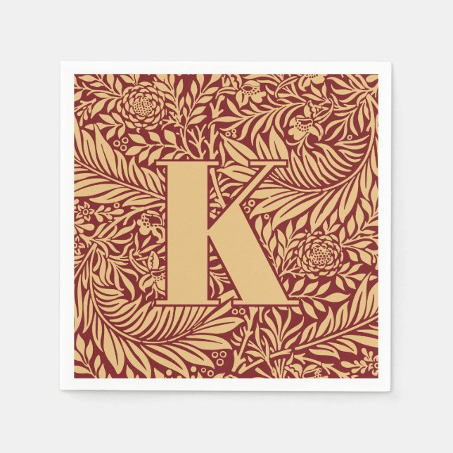 Vintage William Morris Larkspur Pattern Monogram Napkin (Front)