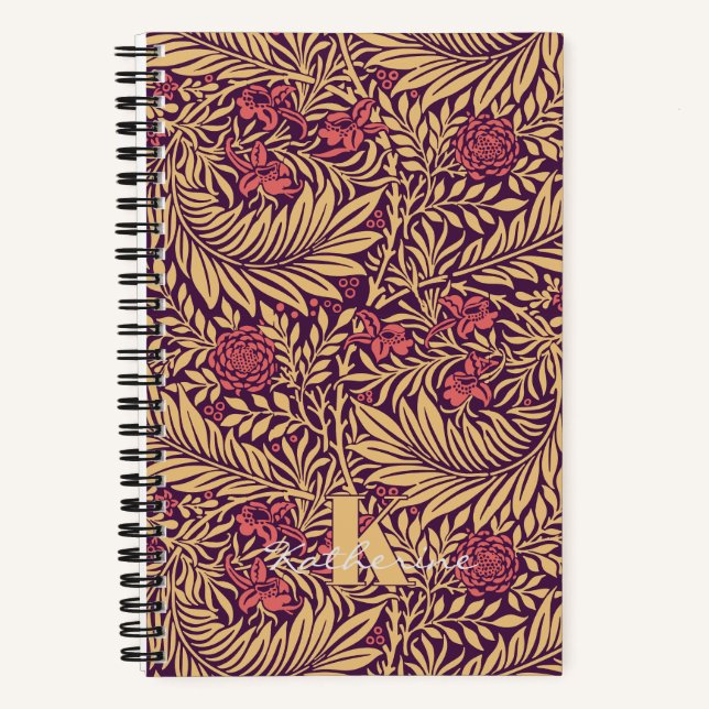 Vintage William Morris Larkspur Pattern Monogram Notebook (Front)