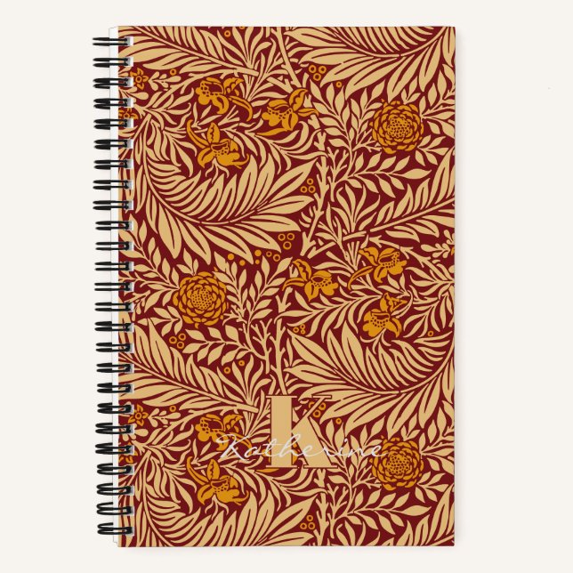 Vintage William Morris Larkspur Pattern Monogram Notebook (Front)