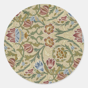 Vintage William Morris Pink Blue Brocade Classic Round Sticker