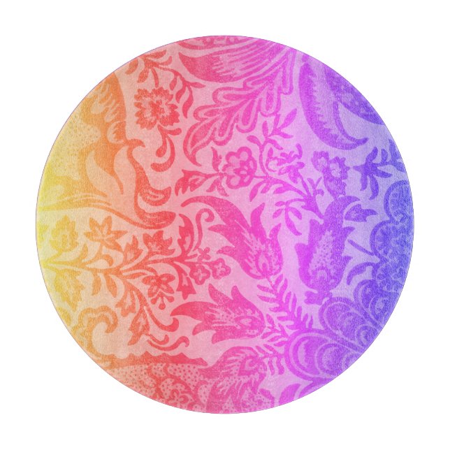 Vintage William Morris Rainbow Botanical Cutting Board (Front)