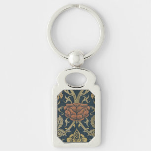 Vintage William Morris Rose and Lily Key Ring