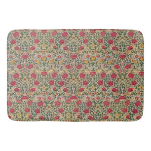 Vintage William Morris Rose Pink Yellow Bird Flora Bath Mat