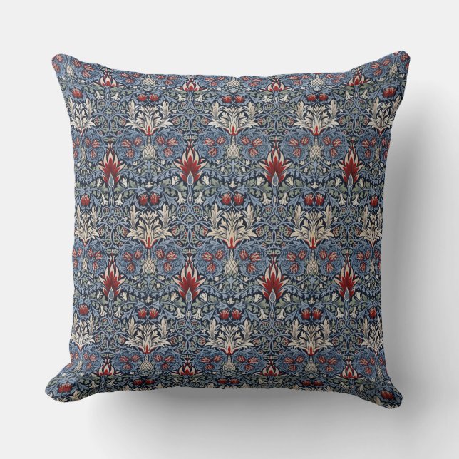 Vintage William Morris Snakeshead Fritillary Red  Cushion (Front)