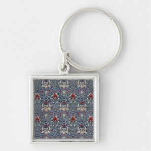 Vintage William Morris Snakeshead Fritillary Red Key Ring