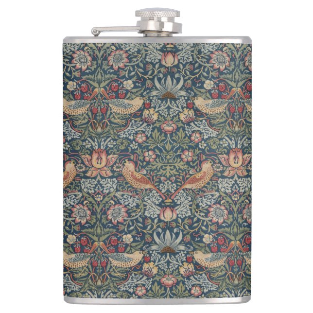 Vintage William Morris Strawberry Thief Hip Flask (Front)