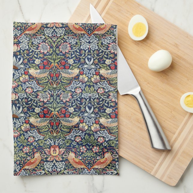 Vintage William Morris Strawberry Thief  Tea Towel (Quarter Fold)