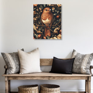 Vintage William Morris Style Bird Vines Canvas Print