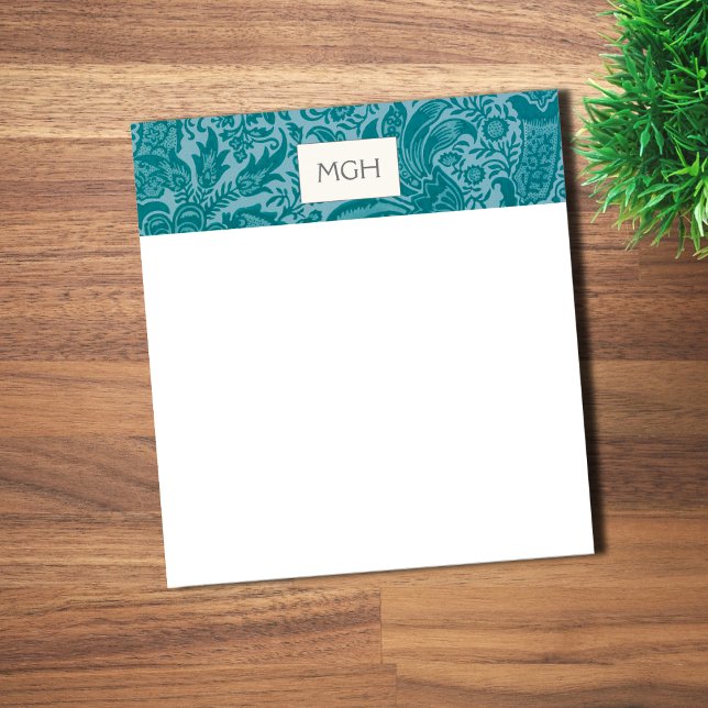 Vintage William Morris Teal Botanical Monogram Notepad (Creator Uploaded)