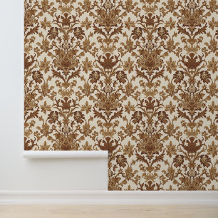 Vintage William Morris Venetian Floral Brown White Wallpaper