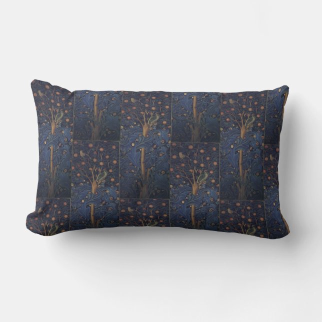 Vintage William Morris Woodpecker Tapestry Lumbar Cushion (Front)