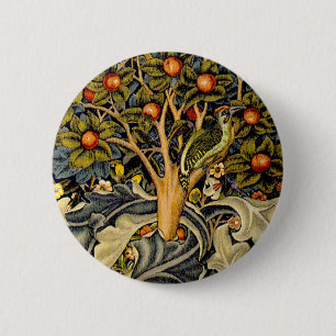 Vintage William Morris Woodpeckers 6 Cm Round Badge