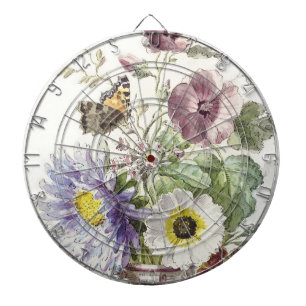 Vintage William van Leen Floral Butterfly Art Dartboard