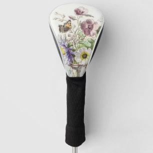 Vintage William van Leen Floral Butterfly Art Golf Head Cover