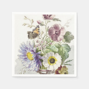 Vintage William van Leen Floral Butterfly Art Napkin