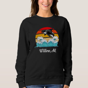 Vintage Willow AK Distressed Orca Killer Whale Sweatshirt