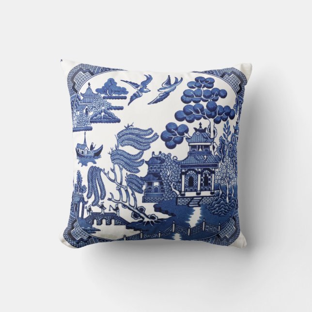 Vintage willow pattern cushion (Front)