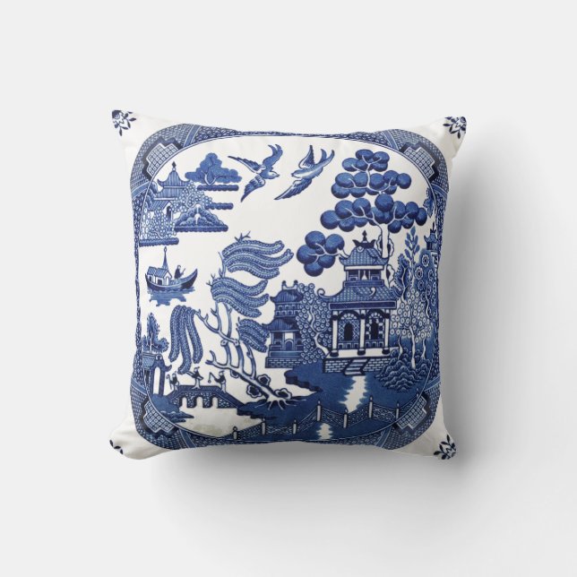 Vintage willow pattern cushion (Front)