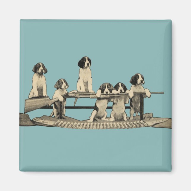 Vintage Winchester Firearm Gun Dog Puppies Magnet (Front)