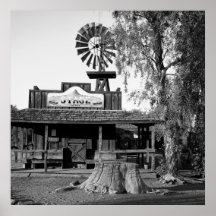 Vintage Windmill Black and White Photo