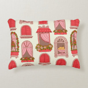 Vintage window pattern illustration decorative cushion