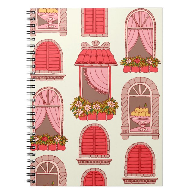 Vintage window pattern illustration notebook (Front)