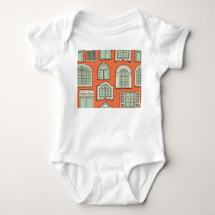 Vintage Window Scenic Pattern Baby Bodysuit