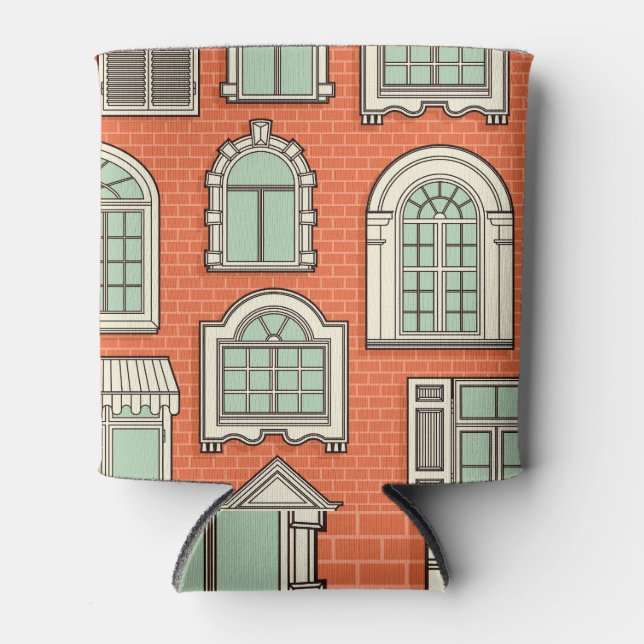 Vintage Window Scenic Pattern Can Cooler (Front)