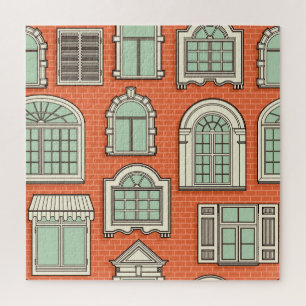Vintage Window Scenic Pattern Jigsaw Puzzle