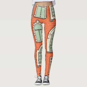 Vintage Window Scenic Pattern Leggings