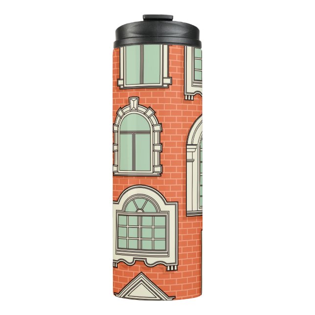 Vintage Window Scenic Pattern Thermal Tumbler (Front)
