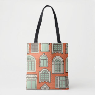 Vintage Window Scenic Pattern Tote Bag