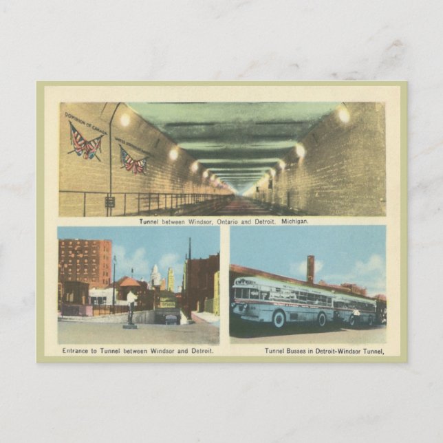 Vintage Windsor Ontario and Detroit Michigan Postcard (Front)