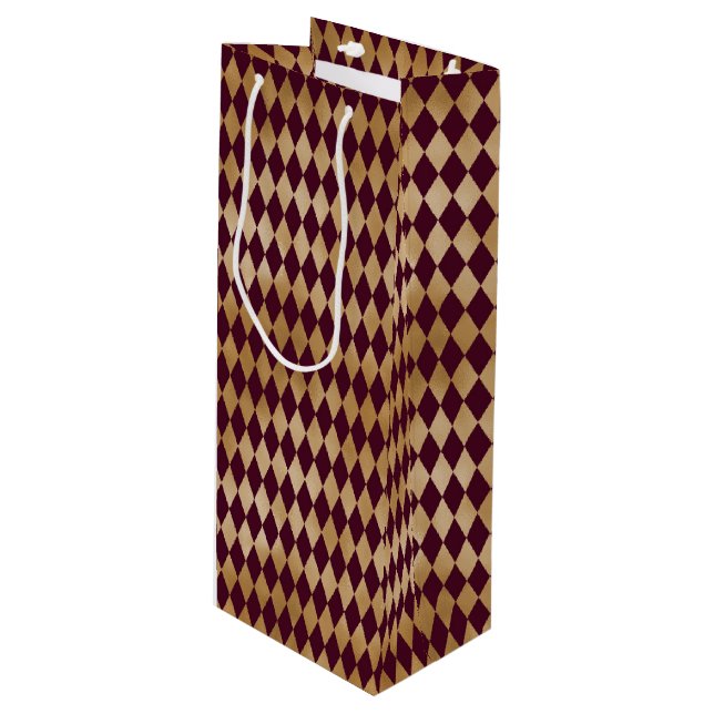 Vintage Wine and Gold Harlequin   Gift Bag (Front Angled)