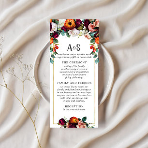 Vintage Wine, Blush & Burnt Orange Floral Program Rack Card