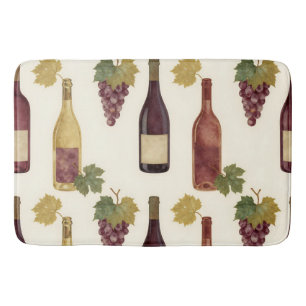 Vintage Wine Bottle Grapevine Pattern Bath Mat