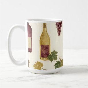 Vintage Wine Bottle Grapevine Pattern Coffee Mug