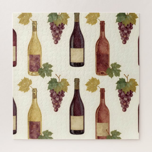 Vintage Wine Bottle Grapevine Pattern Jigsaw Puzzle (Vertical)