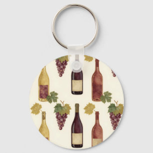 Vintage Wine Bottle Grapevine Pattern Key Ring