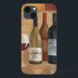 Vintage Wine Bottles and Wine Glass iPhone 13 Case<br><div class="desc">© Albena Hristova / Wild Apple.  A vintage image of wine bottles and a half full wine glass. A border of earth coloured tiles surrounds the image.</div>