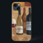 Vintage Wine Bottles and Wine Glass iPhone 13 Case<br><div class="desc">© Albena Hristova / Wild Apple.  A vintage image of wine bottles and a half full wine glass. A border of earth coloured tiles surrounds the image.</div>
