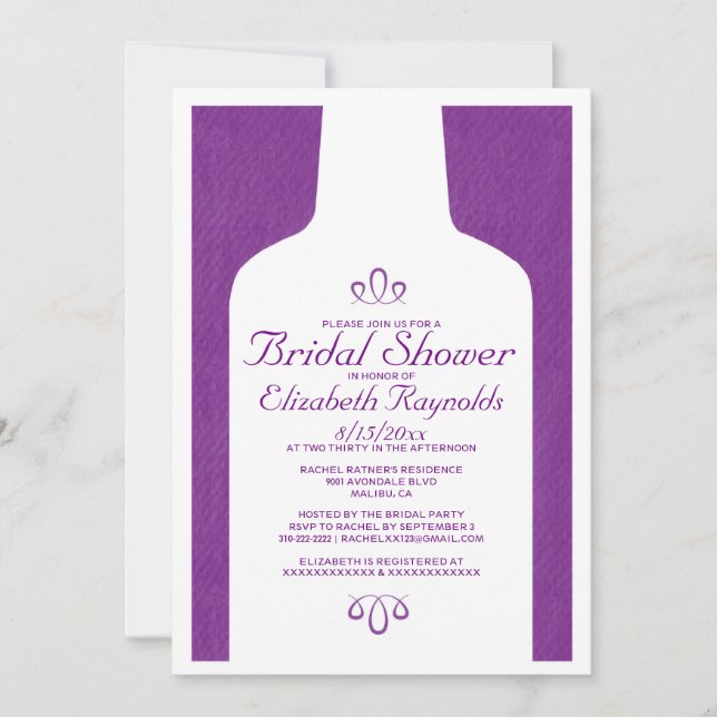 Vintage Wine Bottles Bridal Shower Invitations (Front)