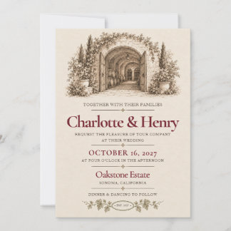 Vintage Wine Cellar Vineyard Wedding Invitation